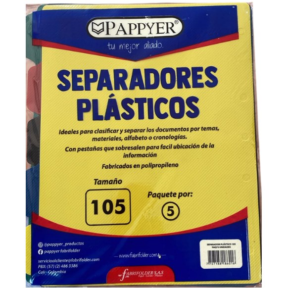 Separadores Plastico 105 Paqx5 Pappyer